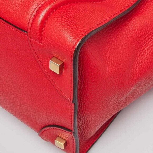 Celine Coquelicot Drummed Calfskin Leather Mini Luggage Tote Bag - Picture 8 of 12